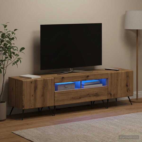LED TV szekrény BREDA 3 db Kézműves Tölgy Szerelt Fa