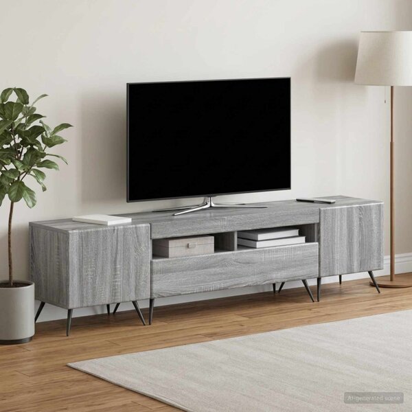 LED TV szekrény BREDA 3 db Szürke Sonoma Szerelt Fa