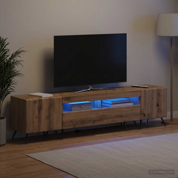 LED TV szekrény BREDA 3 db Kézműves Tölgy Szerelt Fa