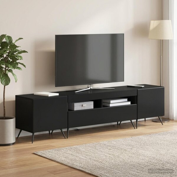 LED TV szekrény BREDA 3 db Fekete Szerelt Fa