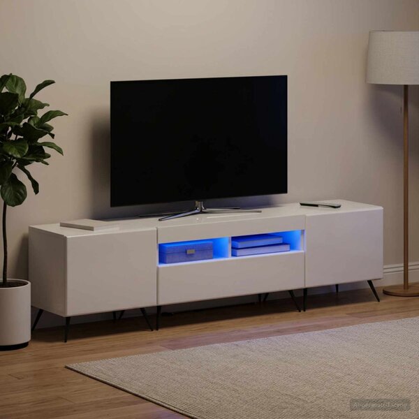 LED TV szekrény BREDA 3 db Magasfényű Fehér Szerelt Fa