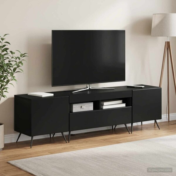 LED TV szekrény BREDA 3 db Fekete Szerelt Fa