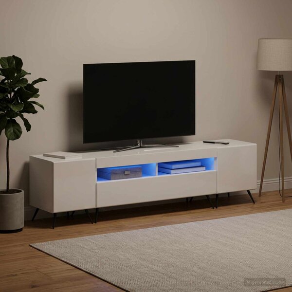 LED TV szekrény BREDA 3 db Magasfényű Fehér Szerelt Fa