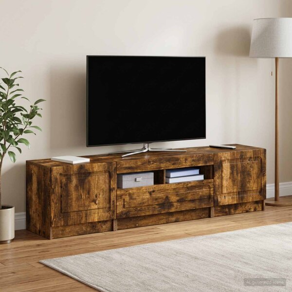 LED TV szekrény UTRECHT 3 db Füstös Tölgy Szerelt Fa