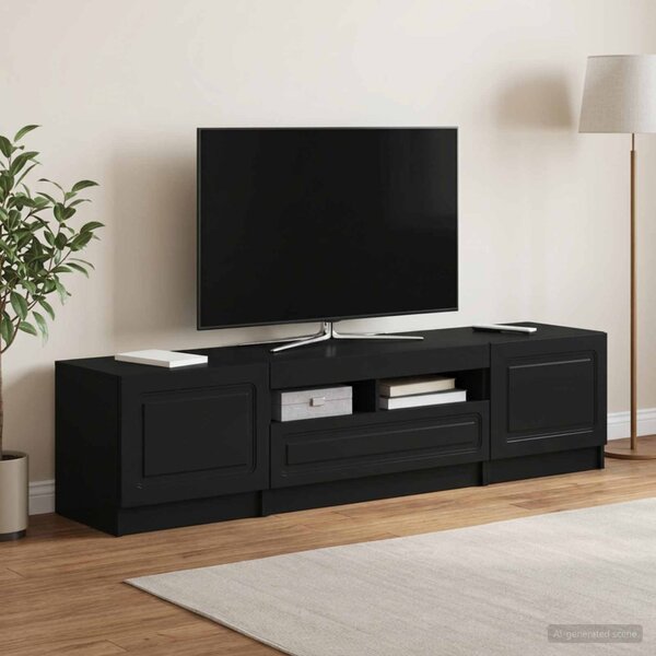 LED TV szekrény UTRECHT 3 db Fekete Szerelt Fa