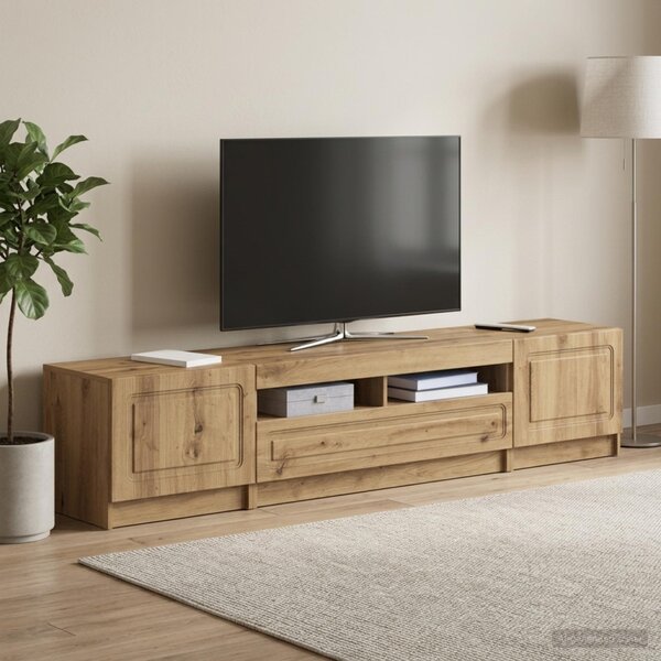 LED TV szekrény UTRECHT 3 db Kézműves Tölgy Szerelt Fa