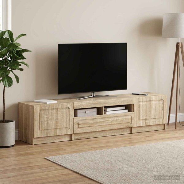 LED TV szekrény UTRECHT 3 db Sonoma Tölgy Szerelt Fa