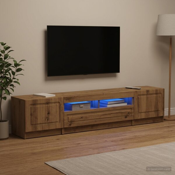 LED TV szekrény UTRECHT 3 db Kézműves Tölgy Szerelt Fa