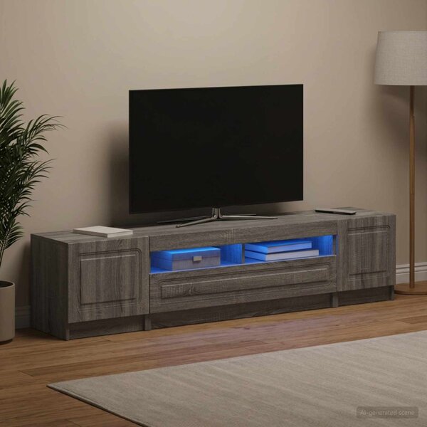 LED TV szekrény UTRECHT 3 db Szürke Sonoma Szerelt Fa