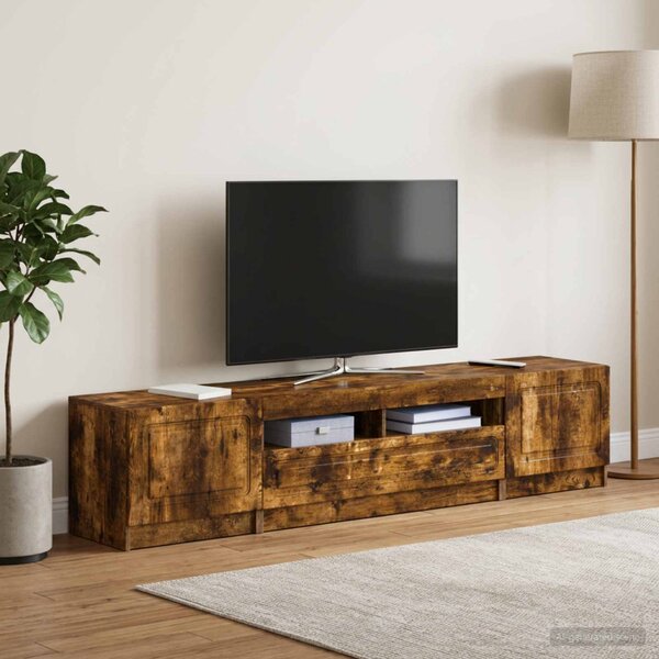 LED TV szekrény UTRECHT 3 db Füstös Tölgy Szerelt Fa
