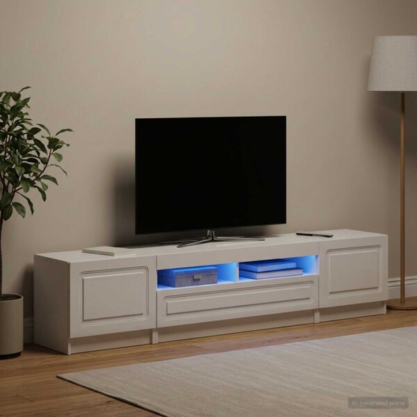 LED TV szekrény UTRECHT 3 db Magasfényű Fehér Szerelt Fa