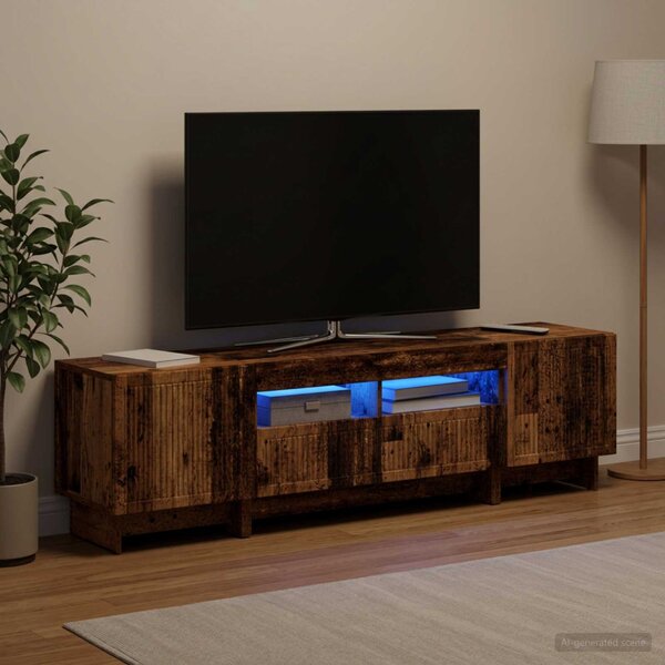 3 darabos LED TV szekrény EDE Antik Fa Szerelt Fa