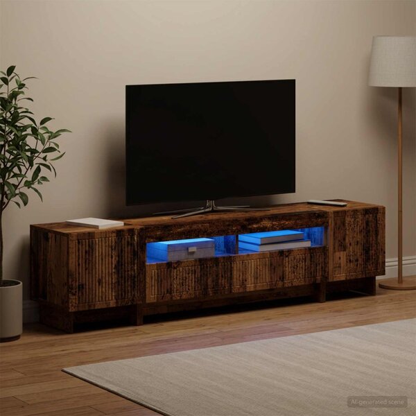5 darabos LED TV szekrény Antik Fa Szerelt Fa