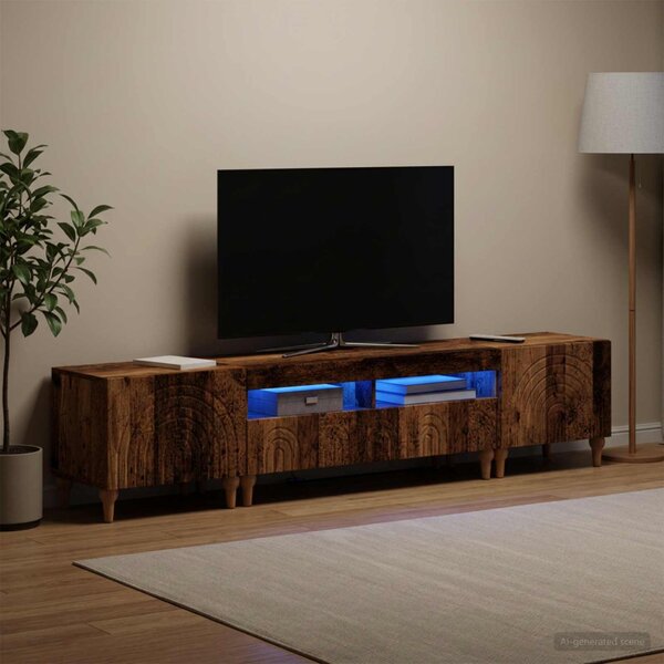 3 darabos LED TV szekrény Antik Fa Szerelt Fa