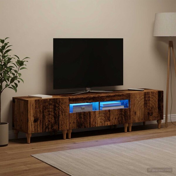 3 darabos LED TV szekrény Antik Fa Szerelt Fa