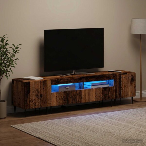 3 darabos LED TV szekrény ZWOLLE Antik Fa Szerelt Fa