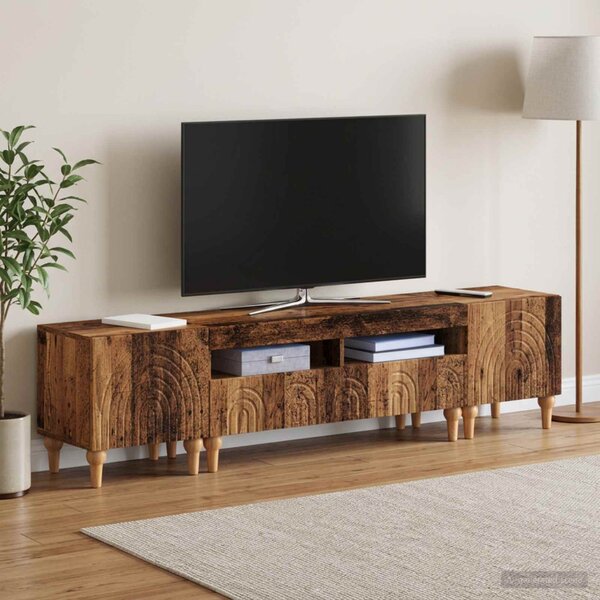 3 darabos LED TV szekrény Antik Fa Szerelt Fa