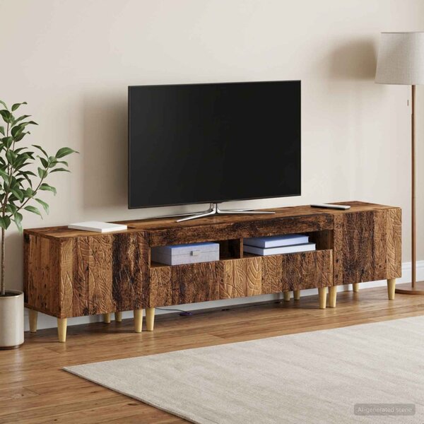 3 darabos LED TV szekrény DELFT Antik Fa Szerelt Fa