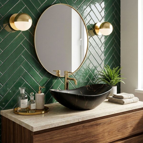 REA Royal Marble 60 asztali mosdó, 61 x 36 cm, fekete, REA-U7478