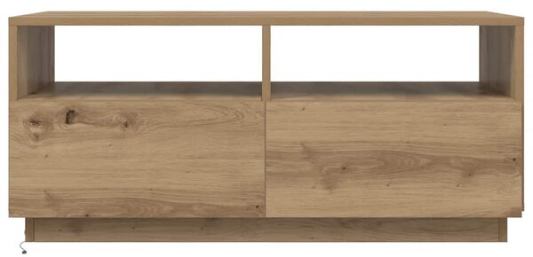 Kézműves tölgyszínű dohányzóasztal LED-lámpákkal 90x49x40 cm