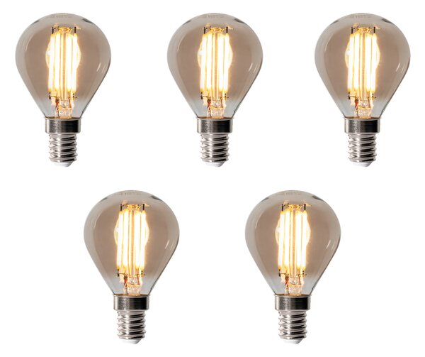 5 darabos E14 dimmelhető LED izzókészlet P45 Füst 5W 470 lm 2200K