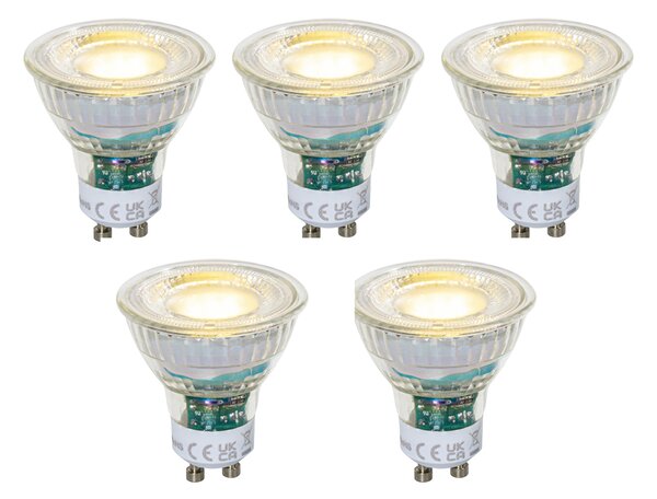 5 darabos GU10 50 mm-es dimmelhető LED izzókészlet átlátszó 2,5 W 450 lm 3000K