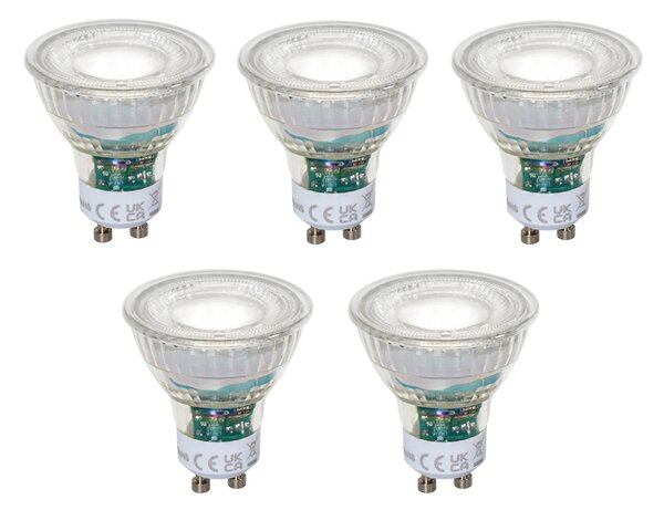 5 darabos GU10 50 mm-es dimmelhető LED izzókészlet, átlátszó, 2,5 W, 450 lm, 6500 K