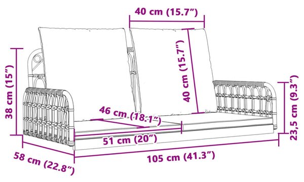 VidaXL Függőágy Hintapad - Polirattan és Acél - 105x58x38 cm