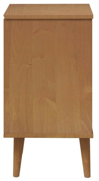 VidaXL MOLDE Éjjeliszekrény - 3 Fiókos - Tömör Fenyőfa - Barna - 40x35x65 cm