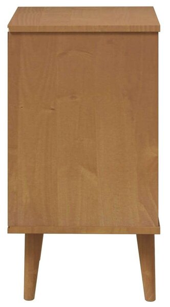 VidaXL MOLDE Éjjeliszekrény - 3 Fiókos - Tömör Fenyőfa - Barna - 40x35x65 cm