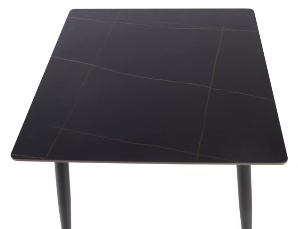 Étkezőasztal RION 80x80 cm kerámialappal, fekete márvány