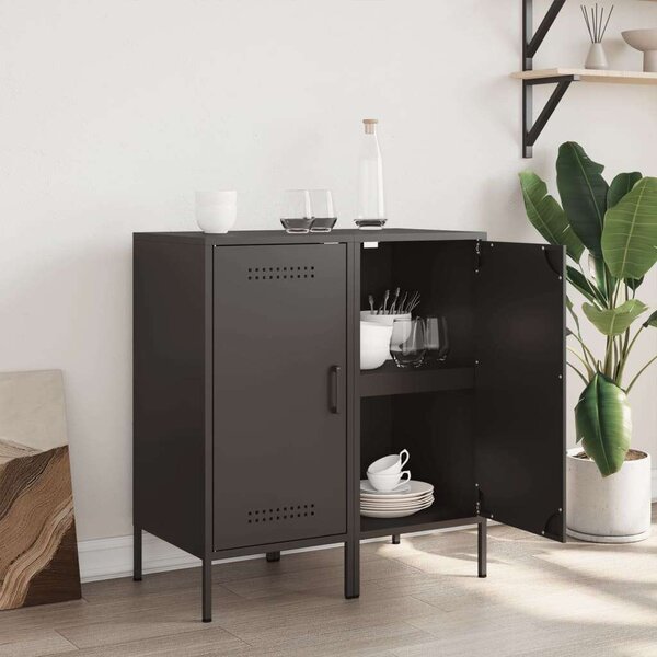 VidaXL Ipari Fém Tárolószekrény Szett - 2 db - Fekete - 36x39x79 cm