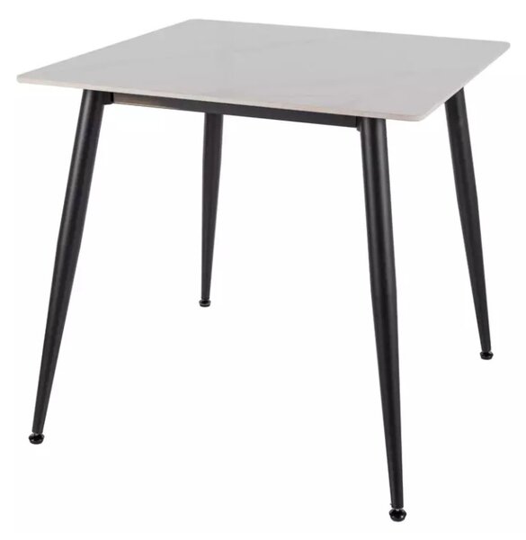 Étkezőasztal RION 80x80 cm kerámia asztallappal, fehér márvány