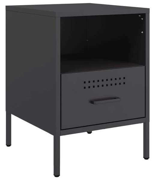 VidaXL Fém Éjjeliszekrény Szett - 2 db - Fekete - 36x39x50,5 cm