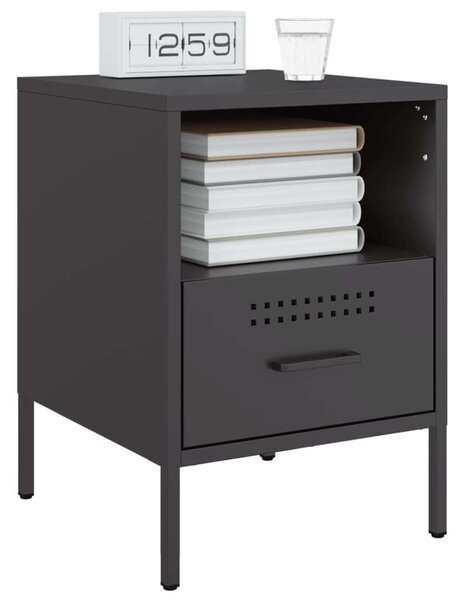 VidaXL Fém Éjjeliszekrény Szett - 2 db - Fekete - 36x39x50,5 cm