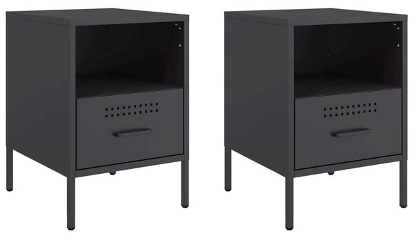 VidaXL Fém Éjjeliszekrény Szett - 2 db - Fekete - 36x39x50,5 cm
