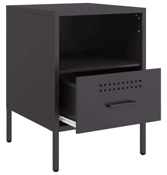 VidaXL Fém Éjjeliszekrény Szett - 2 db - Fekete - 36x39x50,5 cm