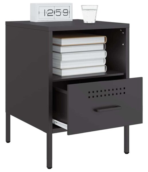 VidaXL Fém Éjjeliszekrény Szett - 2 db - Fekete - 36x39x50,5 cm