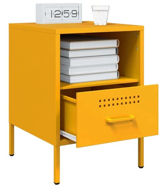 VidaXL Fém Éjjeliszekrény Szett - 2 db - Mustársárga - 36x39x50,5 cm