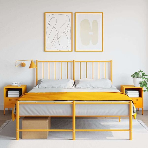 VidaXL Fém Éjjeliszekrény Szett - 2 db - Mustársárga - 36x39x50,5 cm