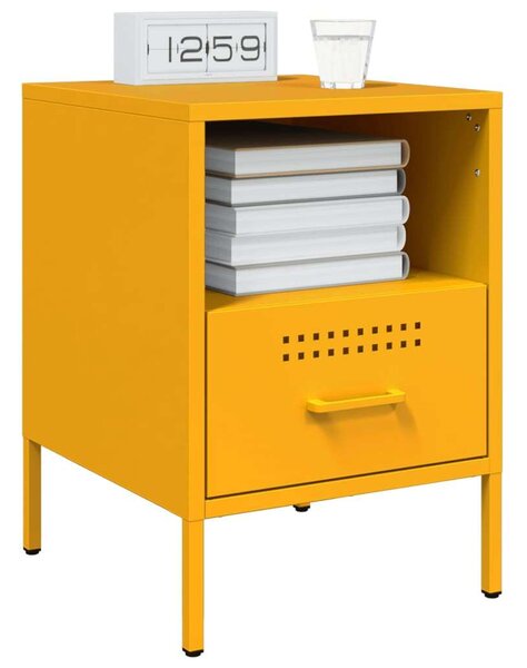 VidaXL Fém Éjjeliszekrény Szett - 2 db - Mustársárga - 36x39x50,5 cm