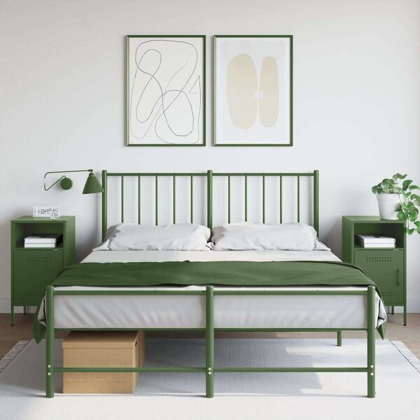 VidaXL 2 db olívazöld hideghengerelt acél éjjeliszekrény 36x39x68 cm