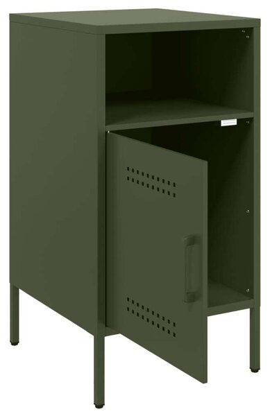 VidaXL 2 db olívazöld hideghengerelt acél éjjeliszekrény 36x39x68 cm
