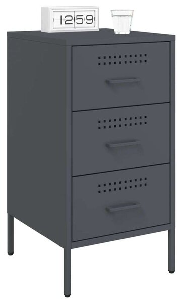 VidaXL 2 db antracitszürke acél éjjeliszekrény 36 x 39 x 68 cm