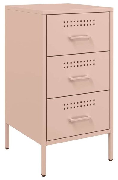 VidaXL Rózsaszín Fém Éjjeliszekrény Szett - 2 db, 3 Fiókkal