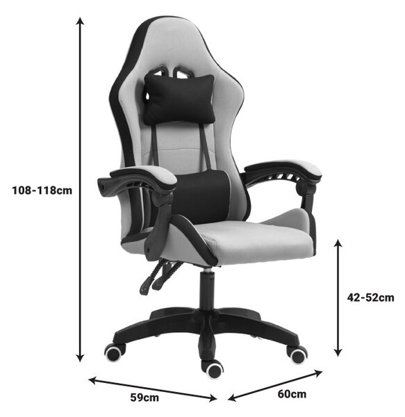Gamer szék, Gline, Pako World, fekete, 60x59x118 cm