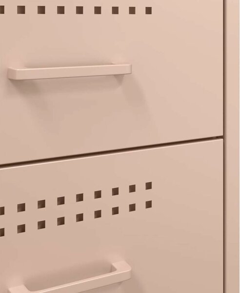 VidaXL Rózsaszín Fém Éjjeliszekrény Szett - 2 db, 3 Fiókkal