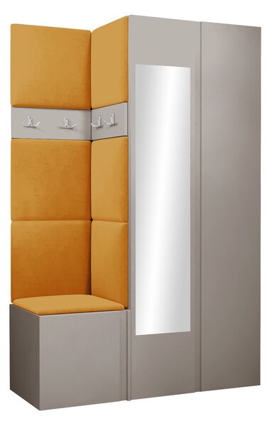 Előszoba garnitúra Pinis XXVI, 186x116x46cm, Tükör, Kasmír, Laminált forgácslap, Kárpit