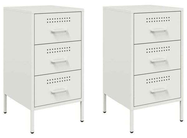 VidaXL Fém Éjjeliszekrény - 2 db - Fehér - 3 Fiókos