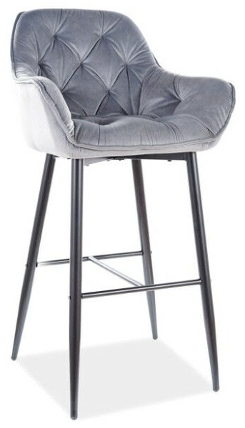 Bárszék CHERRY H-1 VELVET FEKETE VÁZ/SZÜRKE BLUVEL 14